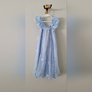 Elegant Blue Girls Holiday Snowflake Dress